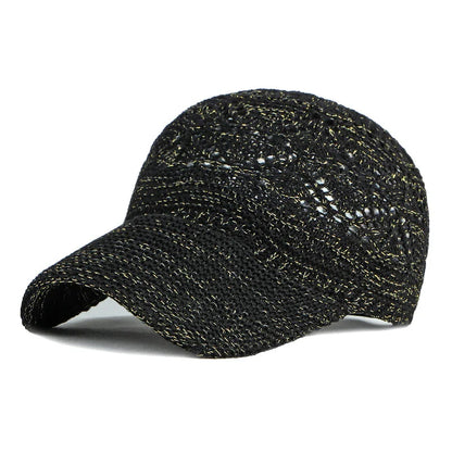 Women’s Summer Hollow Baseball Cap – Breathable Knitted Mesh Adjustable Sun Hat for Holiday and Outdoor Use