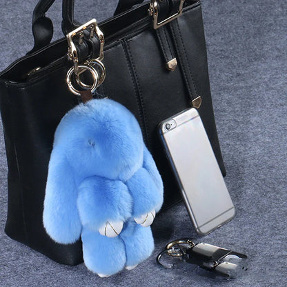 15cm Rabbit Fur Keychain – Fluffy Bunny Pendant for Women’s Bags, Car Keys & Decorative Accessories Gift