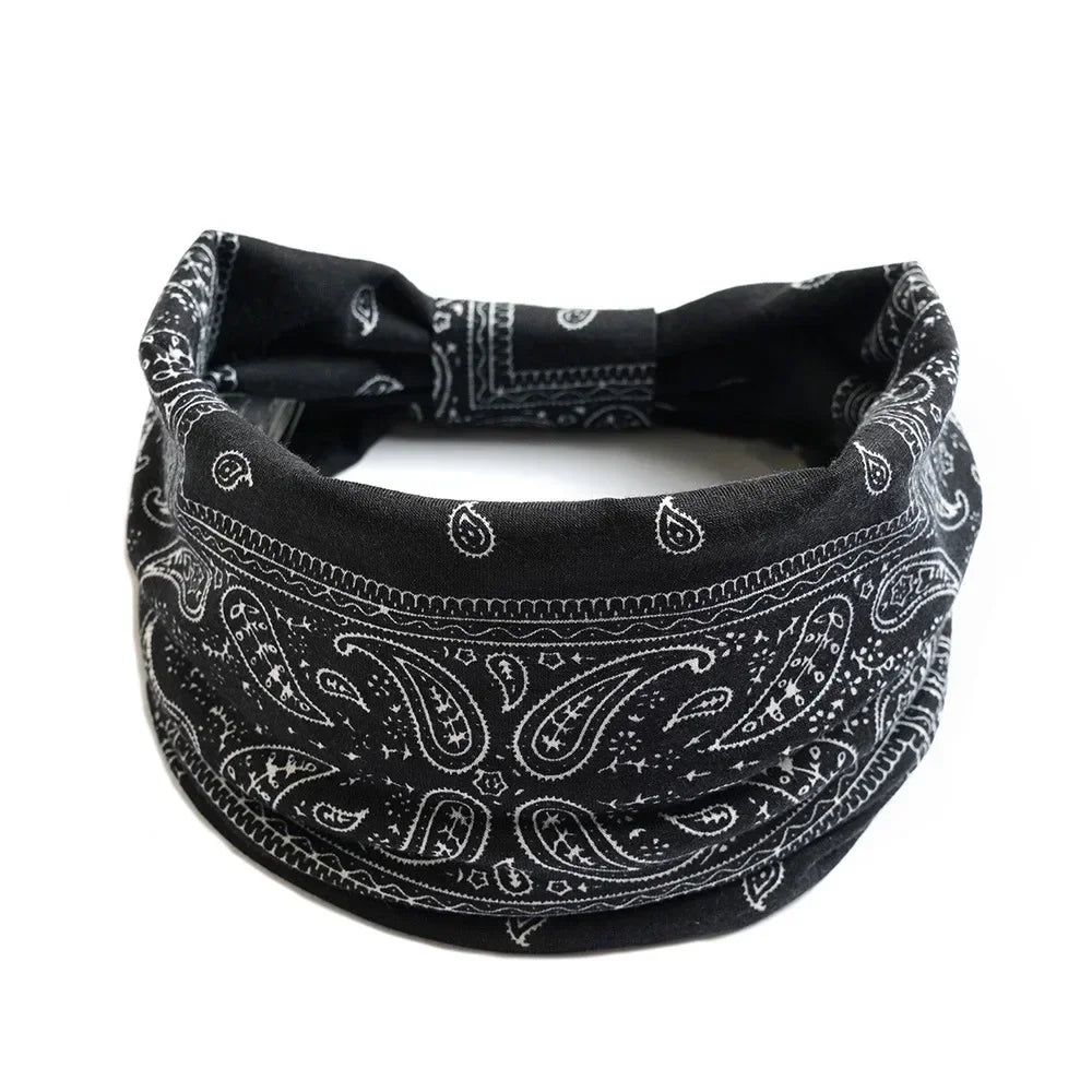 Bohemian Wide Cotton Stretch Headbands for Women – Turban Style Hairbands, Bandana Headwrap Hair Accessories