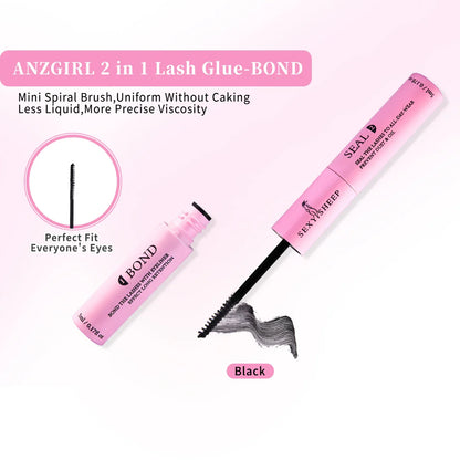 Lash Bond and Seal 10ml - Super Strong Hold Individual Lashes Glue & Seal with 5ml Remover & Tweezers Kit for Extensions