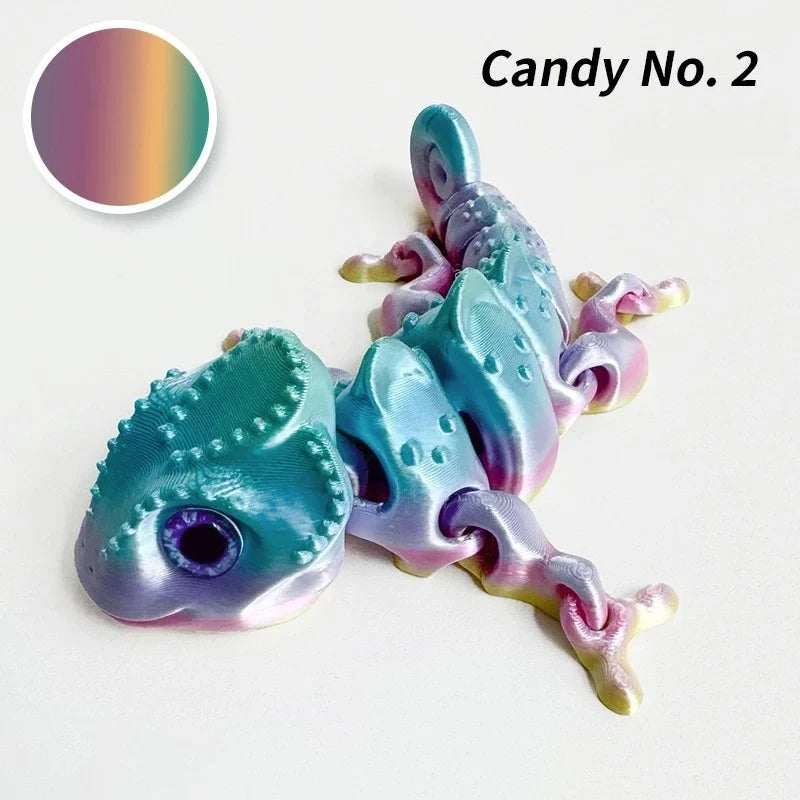 3D Printed Chameleon Figure - Movable Multi-Joint Reptile Toy for Kids & Room Decor