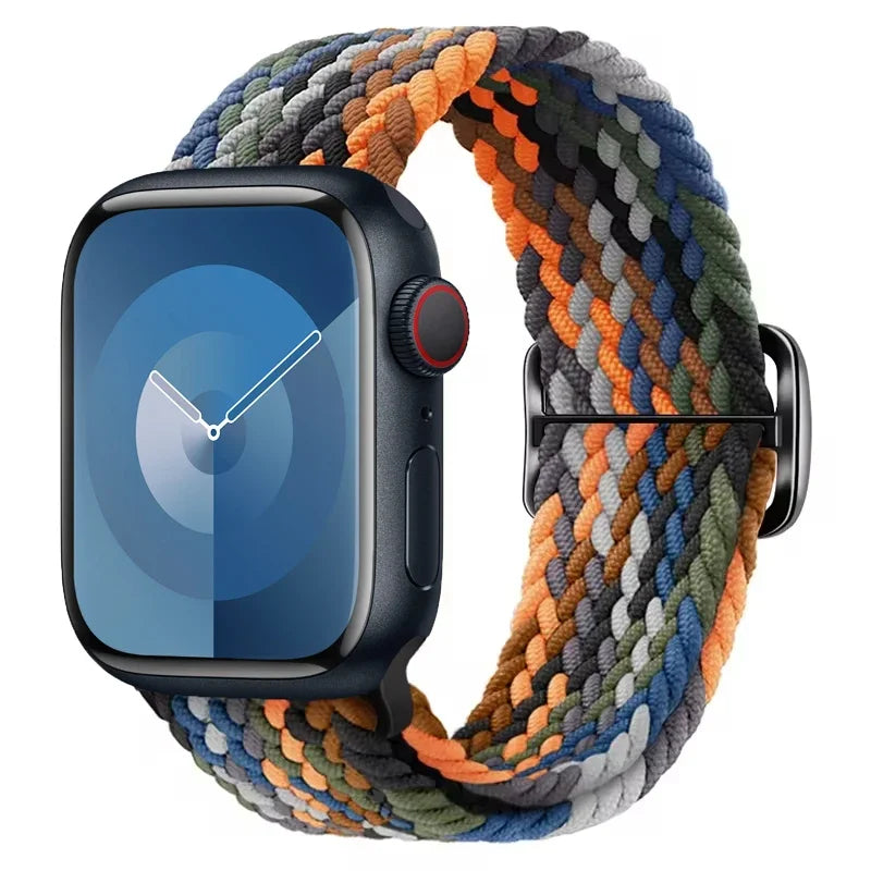 Braided Solo Loop Apple Watch Ultra Band – Elastic Nylon Sport Bracelet for iWatch SE, Series 3–9 (38mm–49mm) Strap