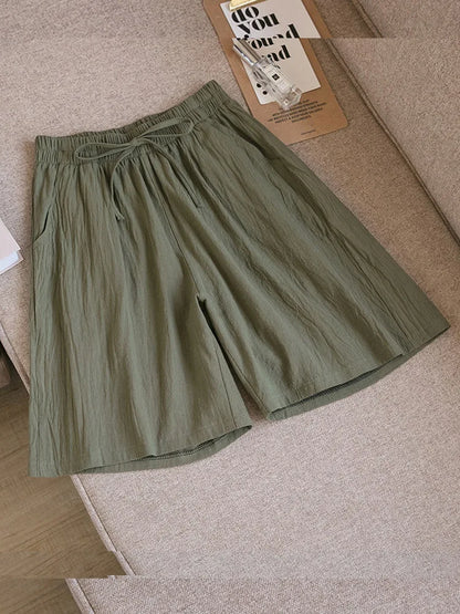 2026 Women's Cotton Summer Shorts - High Waist Loose Fit Casual Shorts with Pockets