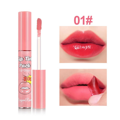 Peel-Off Rose Red Lip Gloss & Lip Stain – Waterproof, Transfer-Resistant Liquid Lipstick with Long-Lasting Tattoo Effect & Contour Definition Makeup