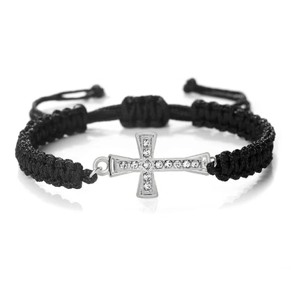 Red Crystal Cross Bracelet - Jesus Prayer Meditation Braided Healing Jewelry Gift for Couples