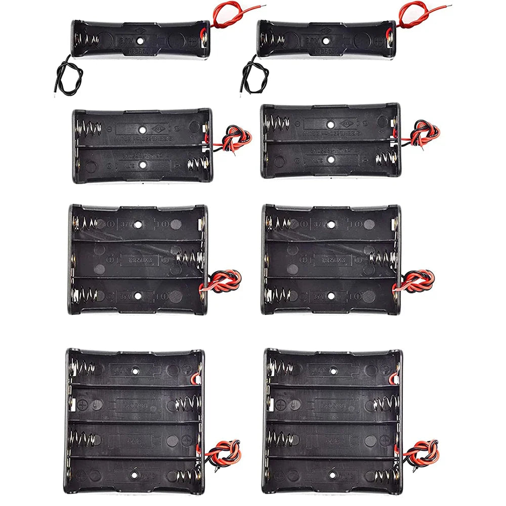 3PCS 18650 Battery Holder Box - 1 Slot 3.7V Storage Case with Black & Red Wires for 1/2/3/4 Cells