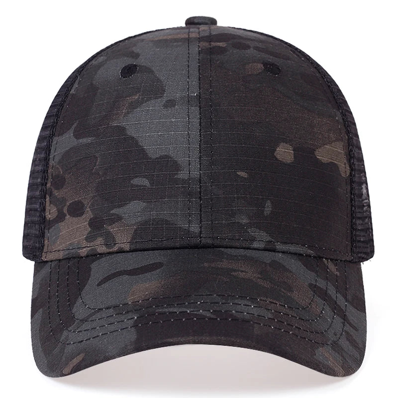Mesh Summer Trucker Hat - Adjustable Camouflage Tactical Baseball Cap for Men & Women