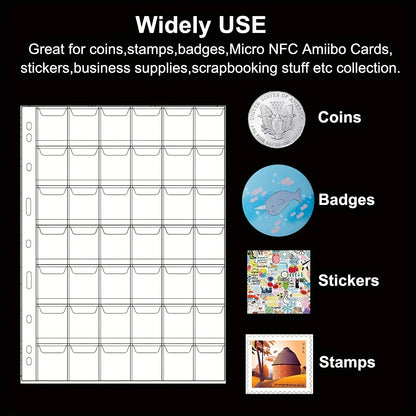 42 Pocket Coin Collection Pages - 9 Hole Coin Sleeves for Collectors, Stamps, Badges & Hobby Storage