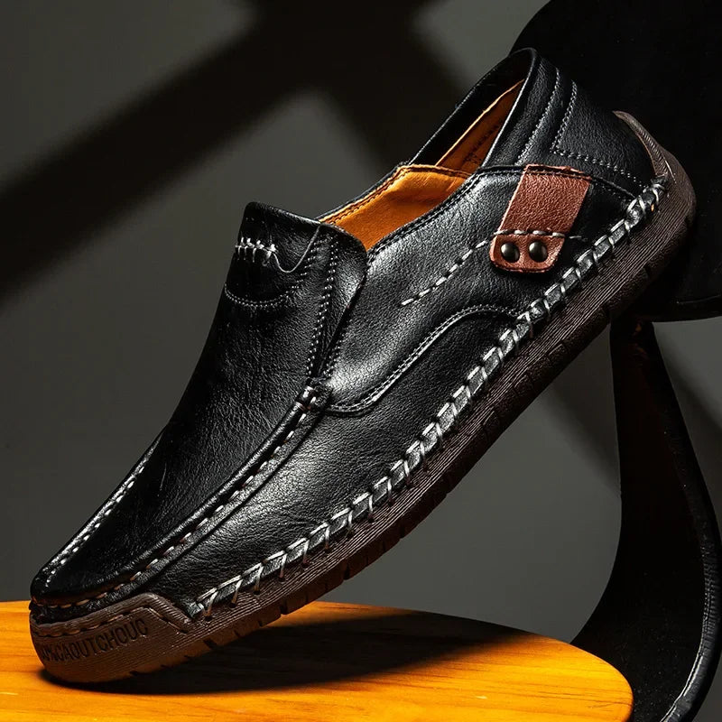 Men’s Genuine Leather Loafers - Breathable Italian Driving Slip-On Casual Handmade Shoes for Men