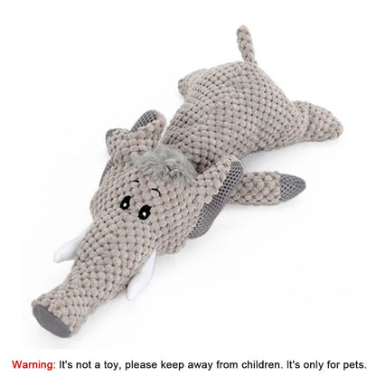 Large Dog Squeaky Plush Toy - Bite-Resistant Cartoon Lion, Wolf & Elephant Chew Toy for Small Medium Dogs