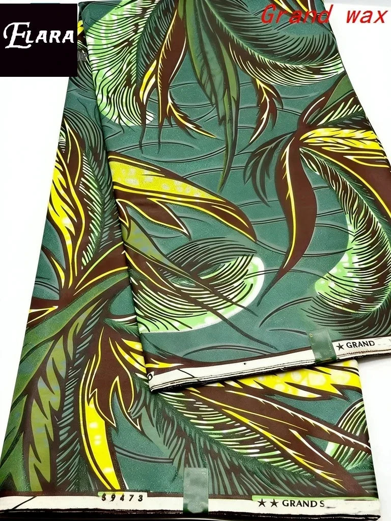 African Real Wax Print Fabric - Grand Original Ankara Blue Cotton Wax Material 6 Yards for Stylish Dresses & Uniforms