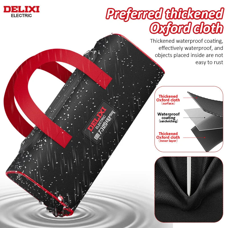 DELIXI ELECTRIC Tool Bag - Portable Oxford Cloth Organizer for Electricians, Carpenters & Home Repairs
