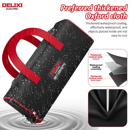 DELIXI ELECTRIC Tool Bag - Portable Oxford Cloth Organizer for Electricians, Carpenters & Home Repairs