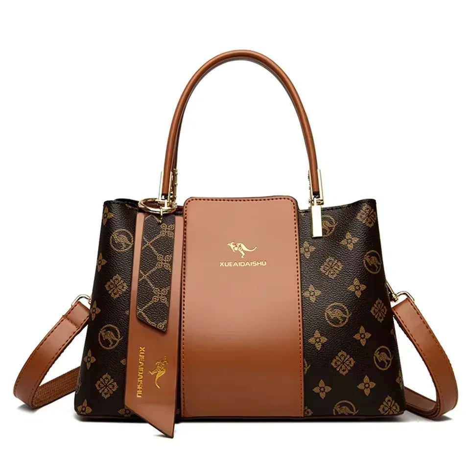 Luxury Fashion Print Women’s Handbag – Large Capacity Soft Leather Shoulder & Crossbody Designer Purse