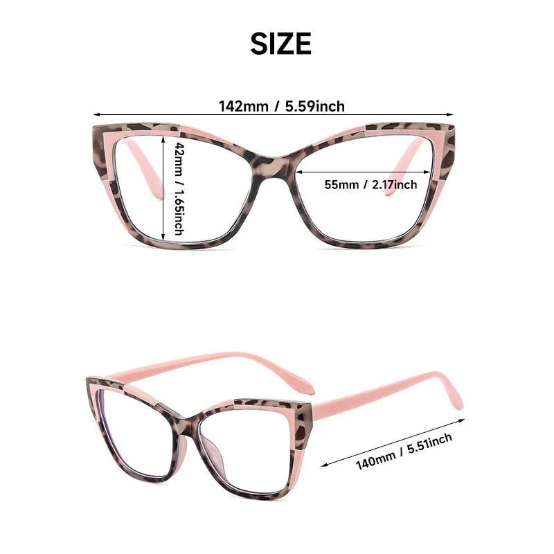Fashion Cat Eye Reading Glasses for Women – Anti Blue Light Blocker Eyeglasses, Double Color Frame Computer Readers