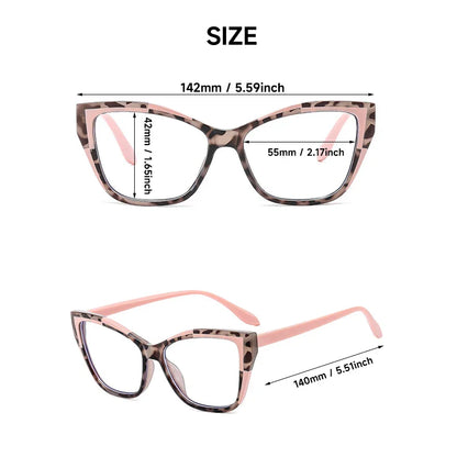 Fashion Cat Eye Reading Glasses for Women – Anti Blue Light Blocker Eyeglasses, Double Color Frame Computer Readers