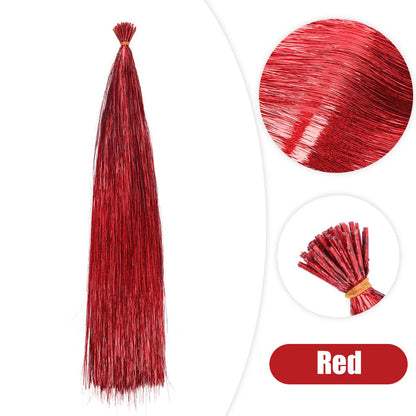 50PCS I-Tip Glitter Hair Extensions - Synthetic Fairy Tinsel Hair Strands for Women & Girls Party Hair Accessories