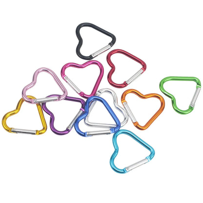 10PCS Heart Shape Aluminum Carabiner Clips - Tactical Keychain Hooks for Outdoor Gear, Water Bottles & EDC Tools