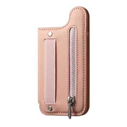 Flip Card Phone Case - Zipper Wallet Card Holder with Wrist Strap and Desktop Stand Support
