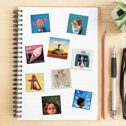 55PCS Artist Album Cover Stickers - Music Inspired Decals for Luggage, Phone Case, Laptop & Notebook Decor