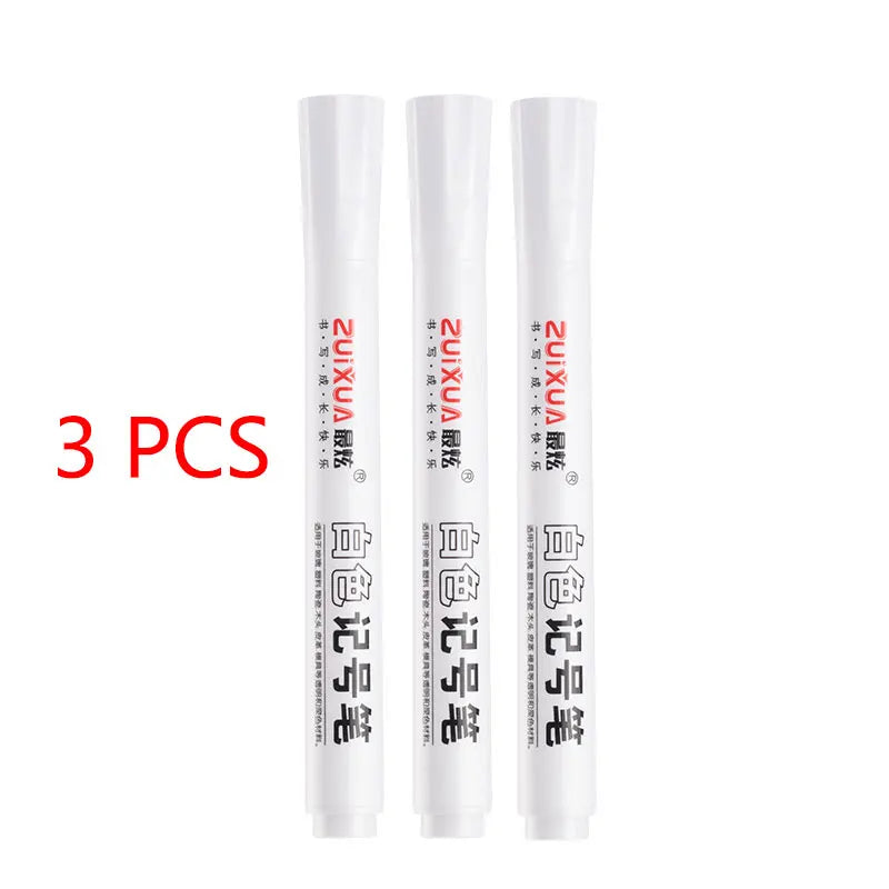 White Marker Pen Set - Waterproof Oil-Based Gel Pens for DIY, Graffiti, Sketching & School Supplies