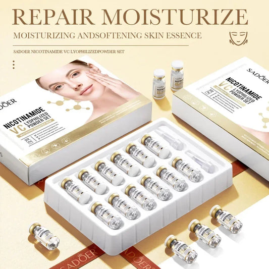 Niacinamide Face Serum Powder Set – Whitening, Hydrating, Anti-Aging, Anti-Wrinkle Skin Care with Pore-Reducing Effect