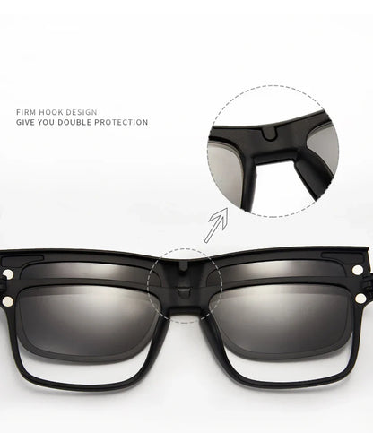 6-in-1 Polarized Magnetic Clip-On Sunglasses – Men & Women Sun Glasses with Frame & Bag