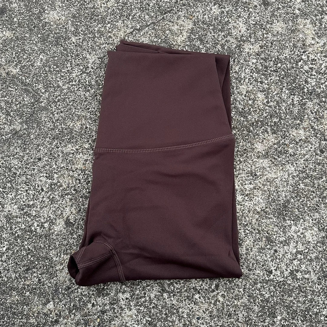 High Waist Women's Yoga Leggings - Solid Color Cropped Gym & Training Pants with Back Pocket
