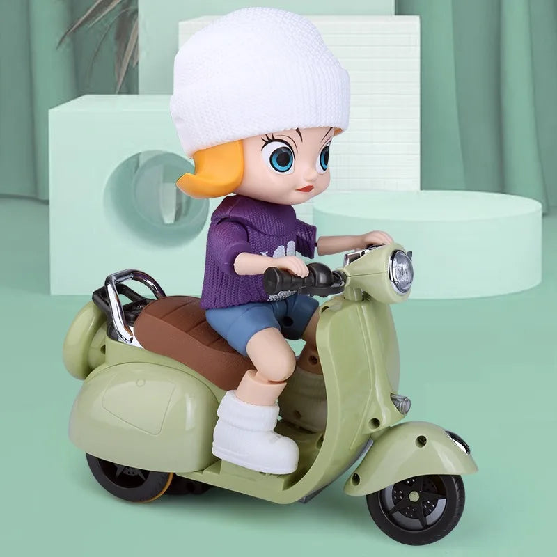 Labubu Mini Electric Motorcycle Doll – Cute Toy with Lights, Music & Accessories for Kids