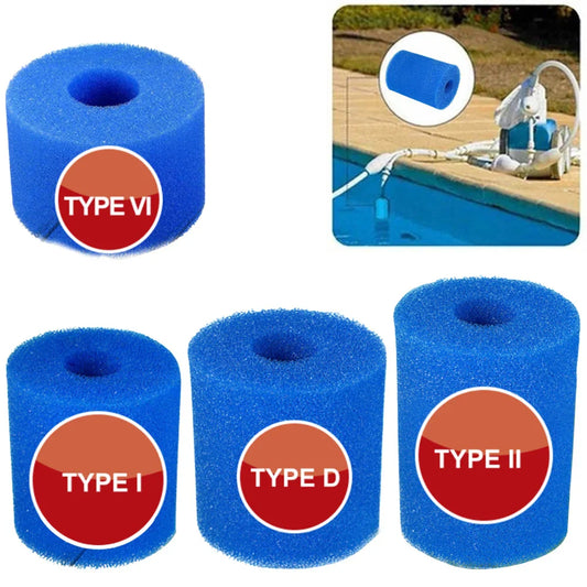 Intex Type I/II/VI/D Washable Swimming Pool Filter Sponge – Reusable Foam Cleaner Cartridge for Pool Accessories