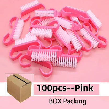 100pcs Nail Cleaning Brush Set - Colorful Soft Plastic Dust Remover Tools for Nail Art, Manicure & Pedicure Care