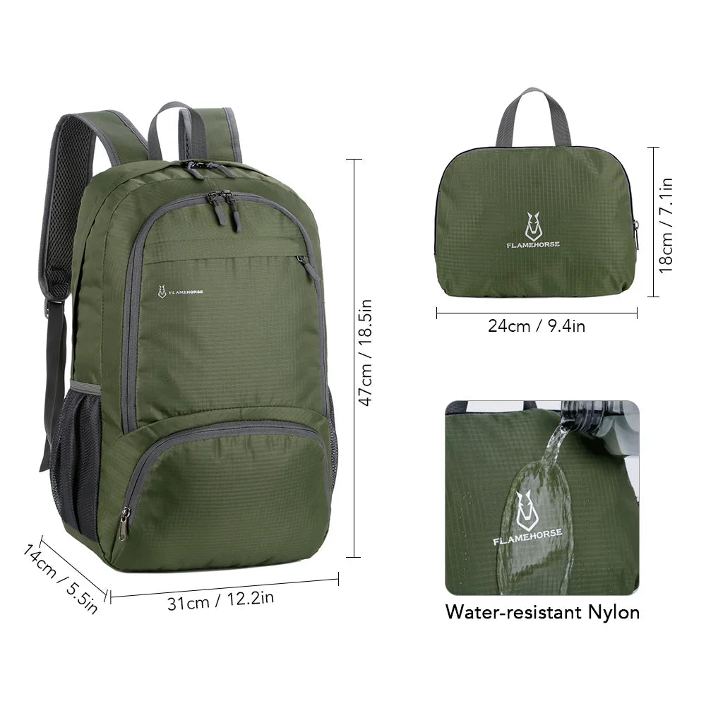 Lightweight Foldable Backpack - Waterproof Packable Daypack for Men & Women, Outdoor Travel, Hiking, Cycling & Camping Shoulder Bag