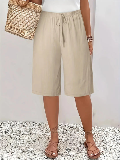 Women's 5-Inch Bermuda Shorts - High Waist Loose Fit Casual Summer Solid Color Shorts