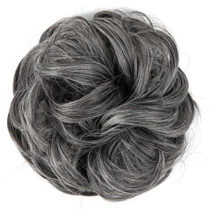 Synthetic Messy Hairpiece Chignon Scrunchie – Blonde & Brown Donut Bun for Women, Elastic Daily Use Hair Extension H9