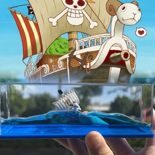 Going Merry Floating Ship Figure - Liquid Drift Boat Decor Inspired by Thousand Sunny for Home Display & Gifts