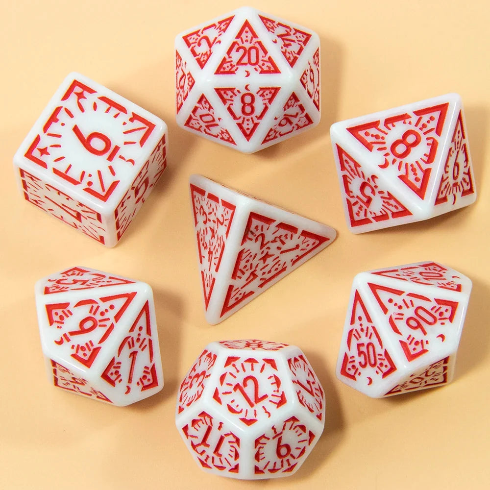 DND Carving Pattern Dice Set - 7Pcs RPG Polyhedral Dice for Board Games, Gifts & Entertainment Accessories