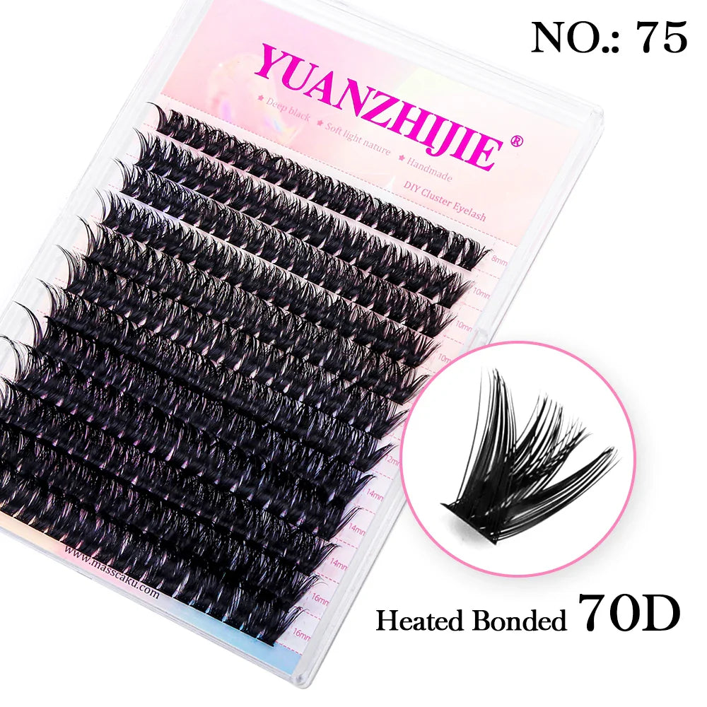 DIY 144 Cluster Lashes YUANZHIJIE – Natural C/D Curl Segmented Mink Individual Eyelash Extensions Kit for Home Makeup & Professional Volume Look (Free Shipping)