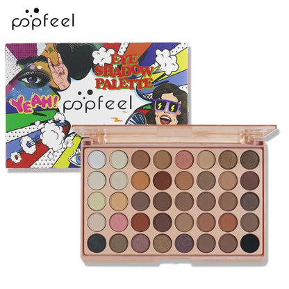 POPFEEL 40 Color Eyeshadow Palette - Earth Tone & Rainbow Shades with Matte and Shimmer Long Lasting Finish