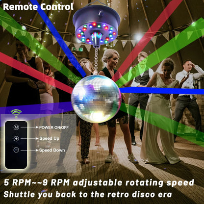 Remote Control Disco Ball Motor - Adjustable 5RPM-10RPM Rotating Mirror Ball Spinner with Plug or Battery Power