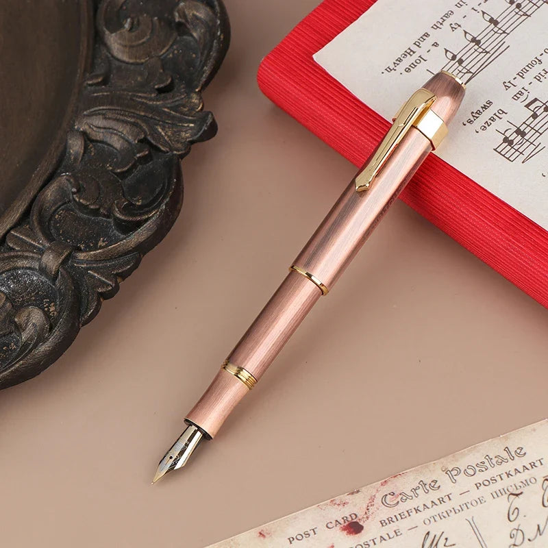 Antique Brass Pocket Rollerball Pen - Short Portable Smooth Writing Pen for Office, School & Gifts
