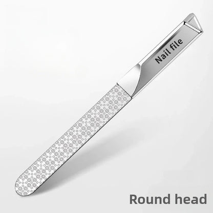 Stainless Steel Double-Sided Nail File - Professional Manicure Buffer & Nail Styling Tool for Home and Travel