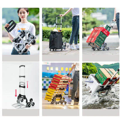 GIANXI Folding Shopping Cart with Wheels – Portable Aluminum Alloy Trolley for Outdoor & Stair Climbing