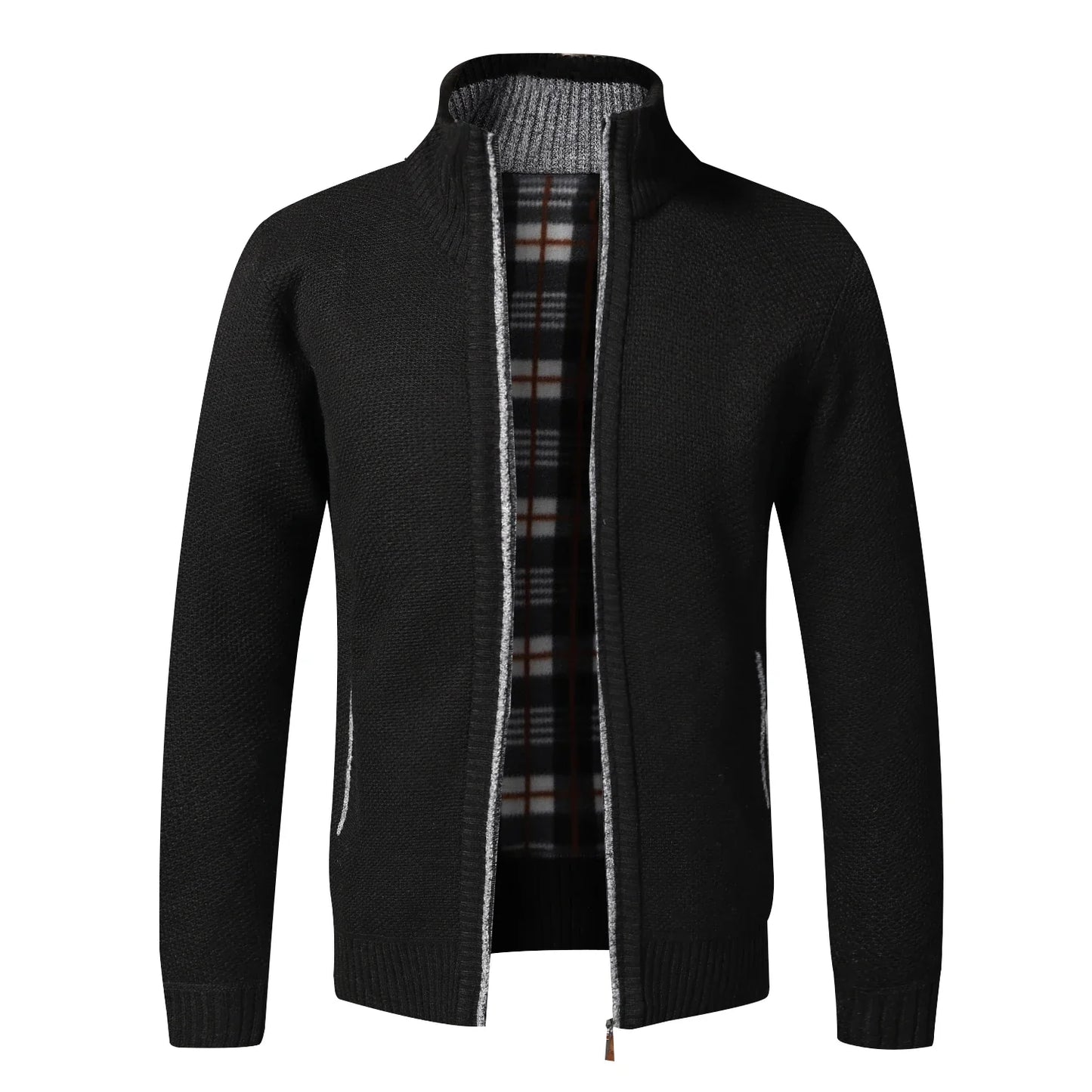 Men's Warm Fleece Cardigan Sweater - Full Zip Slim Fit Knitted Winter Jacket Coat