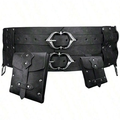 Medieval Belt & Pouch Accessory Set – Renaissance Viking Waist Bag, Wide Vintage Belt for Halloween, 1/2/3pcs
