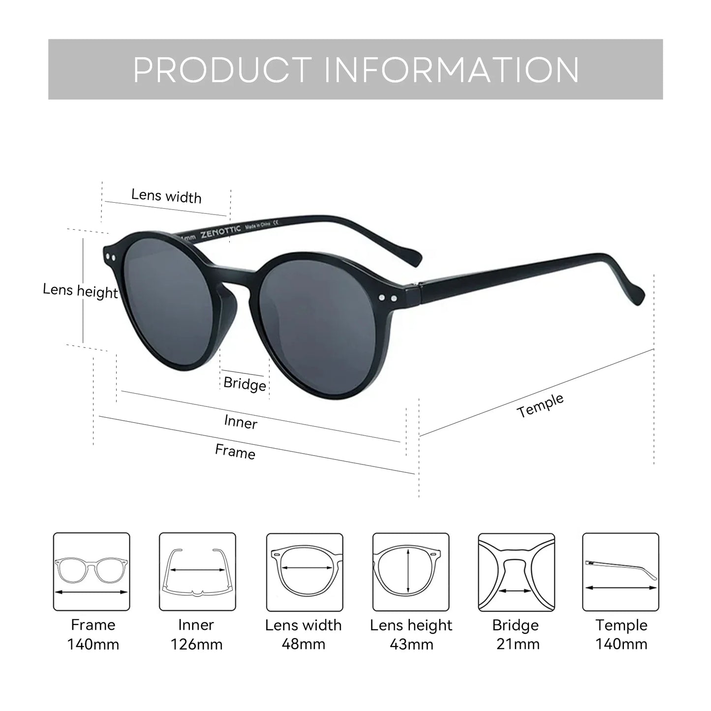 ZENOTTIC Retro Circular Polarized Sunglasses (S Size) – Vintage Small Round UV400 Goggles for Men & Women