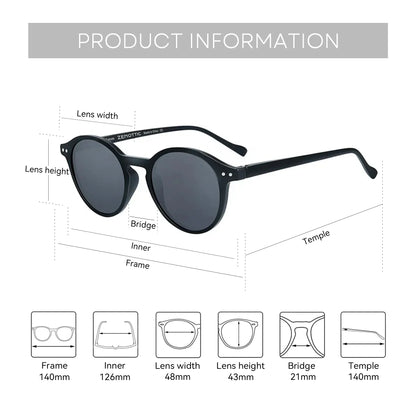 ZENOTTIC Retro Circular Polarized Sunglasses (S Size) – Vintage Small Round UV400 Goggles for Men & Women