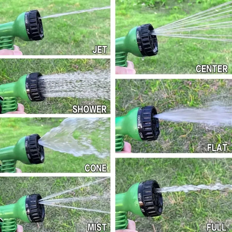 25FT–200FT Expandable Garden Hose – Lightweight Durable Watering Tool with 7-Function Spray Gun