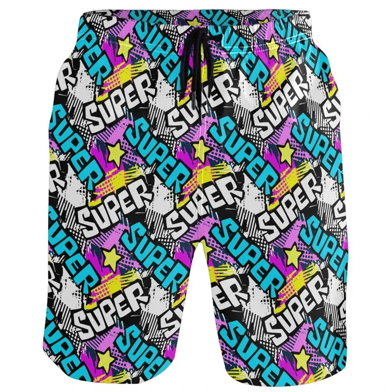 Funny Duck Graphic Men’s Beach Shorts – 3D Animal Print Board Shorts for Swim, Gym & Sports