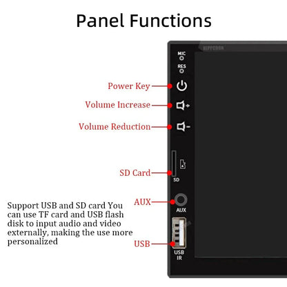 1-DIN Car Radio with 7’’ HD Touch Screen — Android Auto & CarPlay Multimedia Player, FM, AUX, Bluetooth, MirrorLink Universal Autoradio