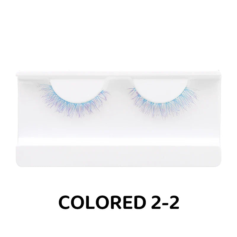 Colorful Halloween False Eyelashes – Blue, Red & Pink Cosplay Fake Lash Extensions for Makeup Looks